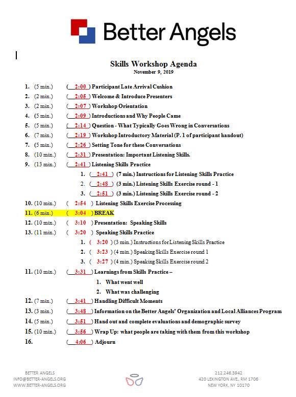 Workshop timeline 11-9-19